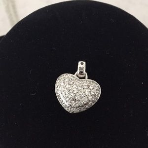 Silver tone customer heart pendant